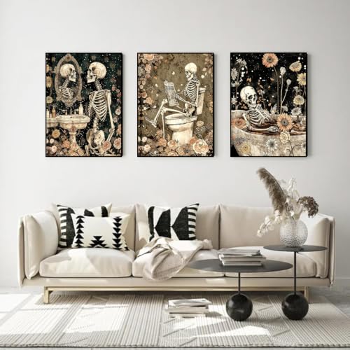 3 Pack Skull Diamond Art Kits for Adult Diamond Painting Kit for Beginner | Skeleton 5D DIY Diamond Dots Full Drill Crafts for Gem Art Dot Art for Adults Home Wall Decor for Teens Boys Girls 12x16 inch - color: DP04608
