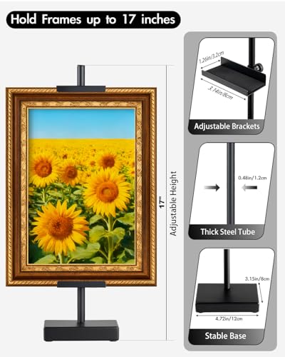 Rofio 17" Adjustable Tabletop Easel, Picture Frame Stand for Signs, Black - color: Black