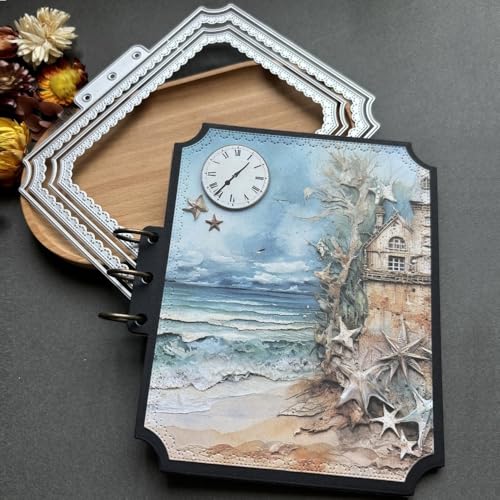Lapoo Geometric Cutting Die for Scrapbooking - Durable, Metal Cutting Die for DIY Scrapbook Photo Album Decorative Paper Card, Card Making Supplies (Book Page Frame 5.6 x 4.8 in) - color: Book Page Frame 5.6 x 4.8 in