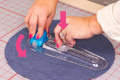 TrueCut 360° Fabric Circle Cutter – Rotary Cutting Tool for Quilting, Sewing, Crafting – Cuts Perfect 1-12" Circles in Fabric, Felt, Vinyl, Paper – Easy-to-Use Precision Blade