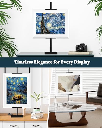 Tabletop Picture Frame Stand, Adjustable Tabletop Easel Stand for Frames Up to 28" H,Picture Frame Holder Stand for Display, Metal Standing Easel Display Stand for Frames, Canvas, Artwork, Signs (Black)