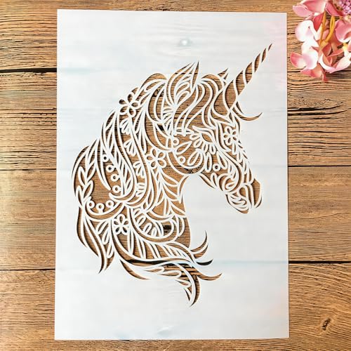 TIAMECH A4 Reusable Mandala Horse Stencil for Painting - style: Mandala Horse