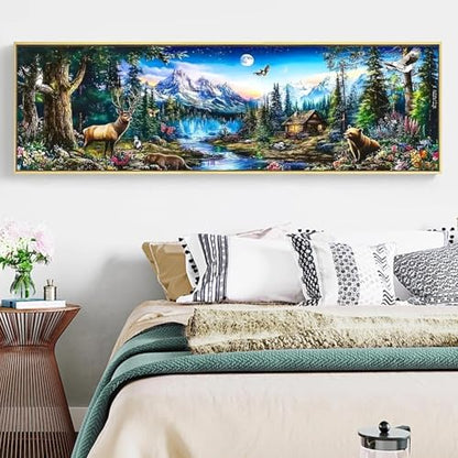 YALKIN Paint by Numbers Kit for Adults, Landscape Large Adults'paint-by-Number Kits on Canvas, DIY Acrylic Oil Painting by Numbers Kits, Perfect for Home Decor, Gifts 30x90CM /11.8x35.4in