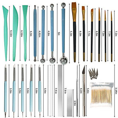 24Pcs Polymer Clay Tools Supplies Kit Roller Pin Sculpting Clay Cutters for Earring Jewelry Acrylic Roller Modeling Precision Knife Set Needle Detail - color: 24 Pcs
