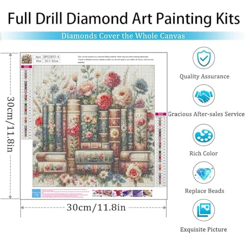 EIBEILI Diamond Art Kits for Adults-Book Flowers Diamond Painting Wall Art - color: DP02885