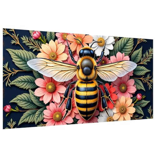 YOYA Large Diamond Art Kits for Adults, Bee 5D Large Diamond Painting | Full Drill Diamond Art Bee, Round Drill, HD Canvas, Fun and Relaxing, Gem Art, Home Wall Decor, Gifts, 27.5x15.7 Inch - color: Bee 504
