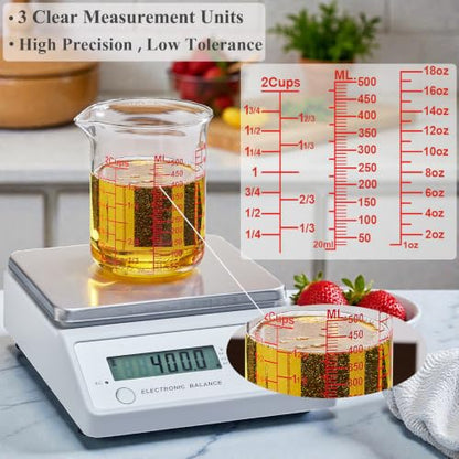 Ackers BORO3.3 Borosilicate Glass Measuring Cup, 500 ml (16 oz, 2 Cup) - size: 2Cup,500ML