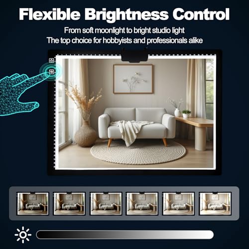 A3 Rechargeable LED Light Pad - 6-Level Stepless Dimming Tracing Light Box - color: A3D40-black