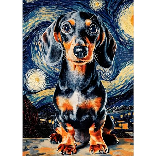 MXJSUA DIY Diamond Painting Kits for Adults, Dachshund Dog Diamond Gem Art Painting for Beginners, Diamond Picture with Full Round Drill Dots Craft Set, 12x16 Inch - color: Animals-06