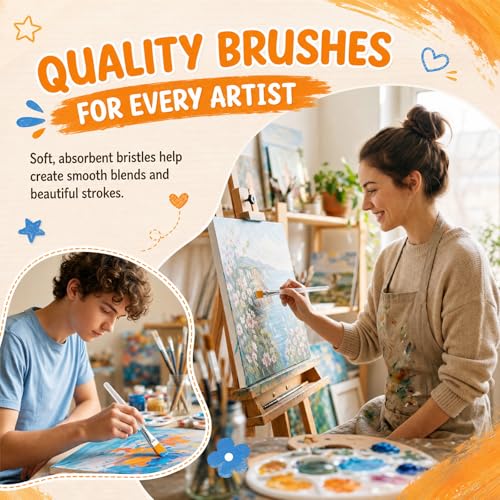 20 PCS Flat Paint Brushes, 1 Inch Acrylic Paint Brushes with Frosted Clear Acrylic Handles, Large Paint Brush Set for Acrylic, Oil, Watercolor, Gouache, Body Painting, Crafts, Rock Painting - color: 20 Pcs