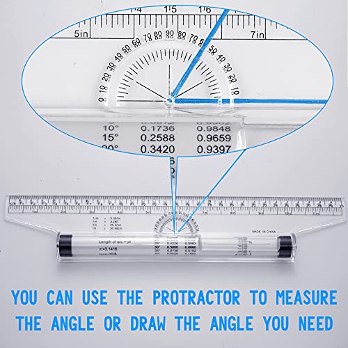 Frienda 2 Pieces Plastic Rolling Ruler Parallel Drafting,6 Inch, 12 Inch | Transparent Measuring Tool for Drawing Parallel Lines, Architect Office Math Design, Engineer Student Drafting Supplies