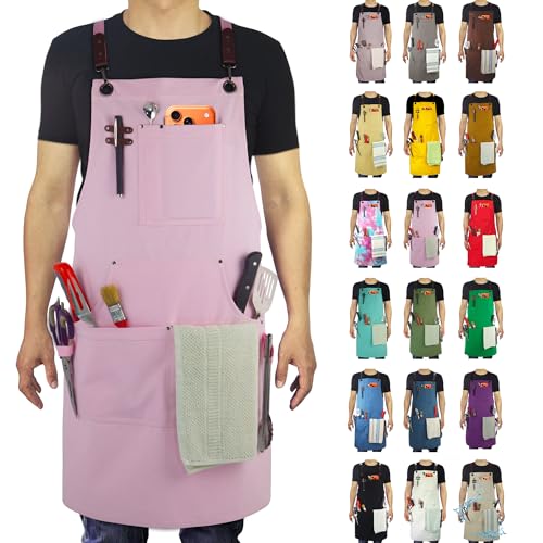 Kitchen, Work Apron, Canvas Apron, Pink - color: Pink