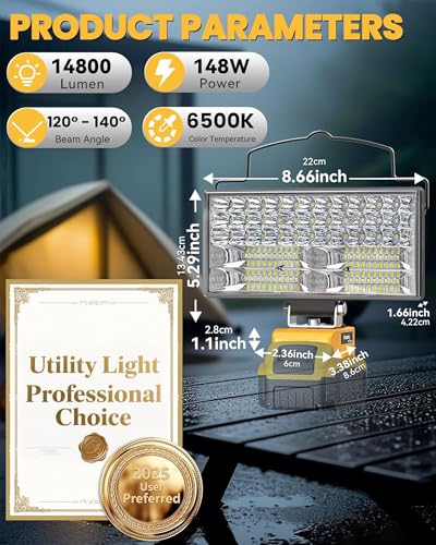 LED Work Light Compatible with DeWALT 20V Battery, 148W 14800LM,Tool Only - color: 148W