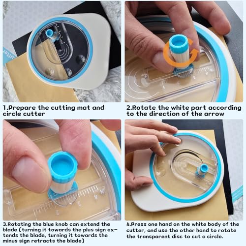 Adjustable Circle Paper Cutter, 1-4 Inch Cutting Diameter Heavy Duty Circular Cutting Tool for Scrapbooking, Cardstock, DIY Crafts, Photo Cutting