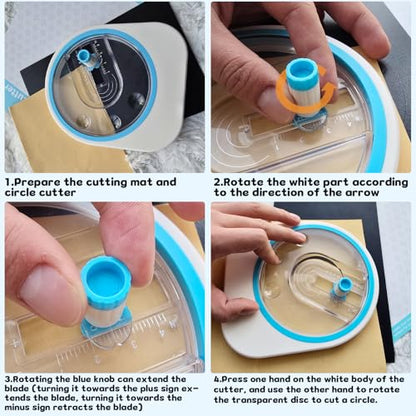 Adjustable Circle Paper Cutter, 1-4 Inch Cutting Diameter Heavy Duty Circular Cutting Tool for Scrapbooking, Cardstock, DIY Crafts, Photo Cutting