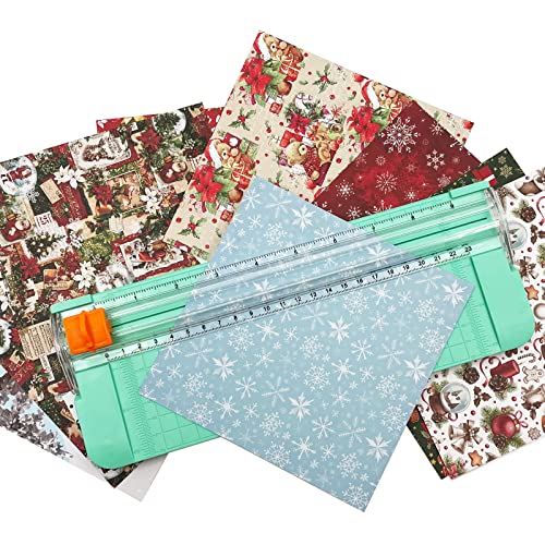 Paper Cutter, A4 Paper Trimmer with Security Safeguard & Side Ruler Portable Straight Edge Cutter for Scrapbooking Craft Paper, Photos, Label, Cardstock (Green) - color: Green