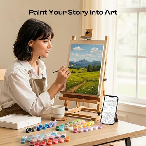Caydo 4 Pack Custom Paint by Numbers from Photo, 4 Pack, 8"x11" | for Adults via App, Frame & 10 Brushes & 60 Colors, Crafts Gift for Beginner to Create Home Art Decor - size: 8.3"x11.7" with Frame
