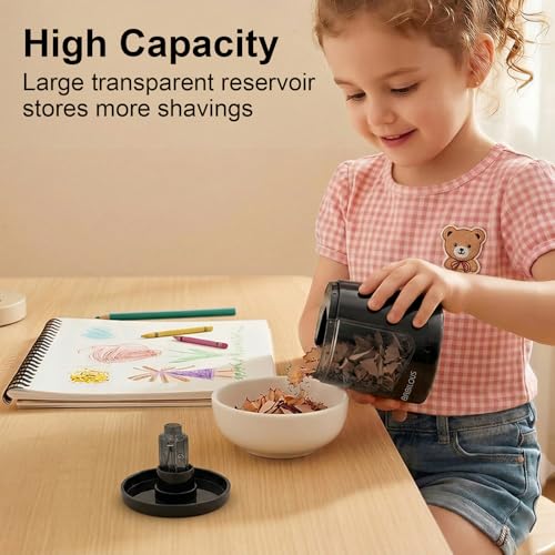 Babilous Automatic Electric Pencil Sharpener for Kids, USB Battery Powered - color: Black