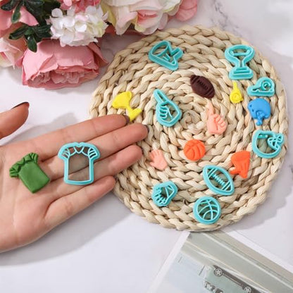 ORIGACH 24 Pcs Football Clay Cutters Set | 14 Rugby Elements Polymer Clay Cutter Shapes with 10 Number Polymer Clay Stamps for Earring Jewelry Making - style: Football