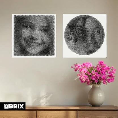 QBRIX Custom String Art Kit | DIY Craft Kit for Adults for Handmade Home Décor Creation | All-in-One Photo String Art Maker | Round or Square Portrait