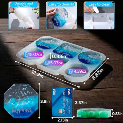 LET'S RESIN Extra Deep Coaster Resin Molds, 4Inches 6 Cavity Silicone Molds - size: Thick Coaster