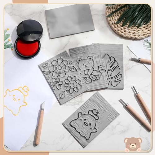 Frienda 30 Pcs 4" x 6" Rubber Linoleum Block for Printmaking, Grey - color: Grey