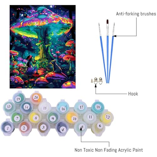 Paint by Numbers Kit for Adults,Magic Mushroom Paint by Number 16x20 In - color: MT6226