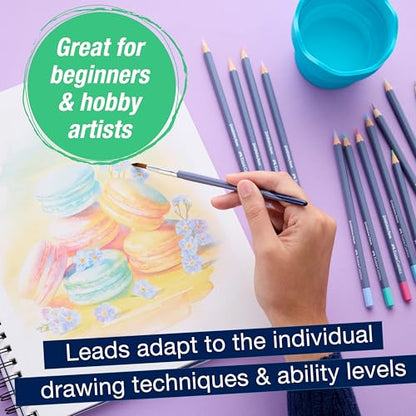 Faber-Castell Goldfaber Aqua Watercolor Pencils: Pastel Tones - 12 Count | Water-Soluble Pastel Pencils for Drawing & Painting, Art Supplies for Artists & Hobbyists