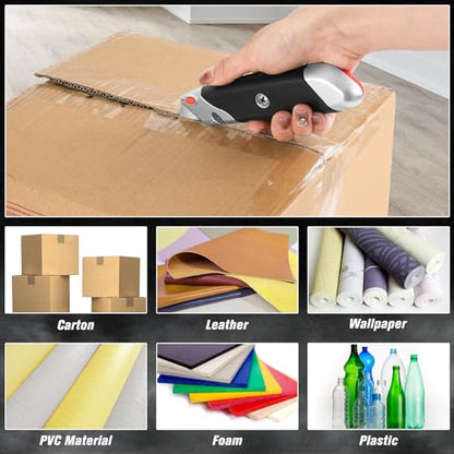 DIYSELF 10 Pack Utility Knives, Quick-Release Box Cutters with Rubber Grip | Heavy Duty Box Cutter Retractable, 5 Extra Blades, Razor Knife for Cardboard, Cartons, Packages, Warehouse, Office and DIYers - style: 10 Pack