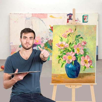 Adjustable Wooden Easel Stand for Painting&Display, Natural | Folding Art Easel for Display, Drawing, Wedding Sign and Poster, Suitable for Kids and Adults, Holds Up to 42" - style: Natural -1 Pack