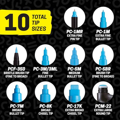 POSCA® PC-5M Paint Markers, 8 Count Medium Reversible Tip Set (1.8–2.5 mm) - size: 1 Count (Pack of 8), style: Round Tip