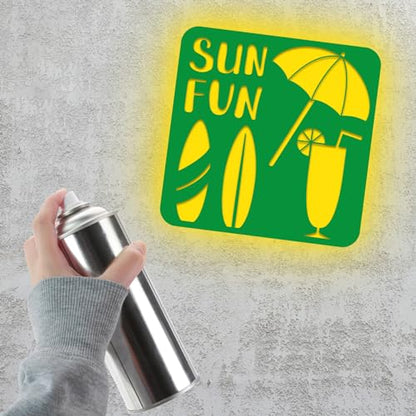 36pcs Summer Beach Drawing Stencils for Kids 8 Inch Sidewalk Chalk Stencils Painting Large Washable Reusable Tropical Palm Tree Themed Primary Shape Template for Kids Toddlers Preschool - style: Summer