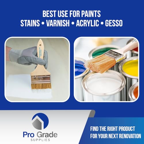 Pro Grade 3" Chip Brushes, Disposable Paint Brushes, for Epoxy, 24 Pack | Natural bristle, wood handle | Value Pack | For Resin & Deck Coatings | Cabinets, Furniture, Fences
