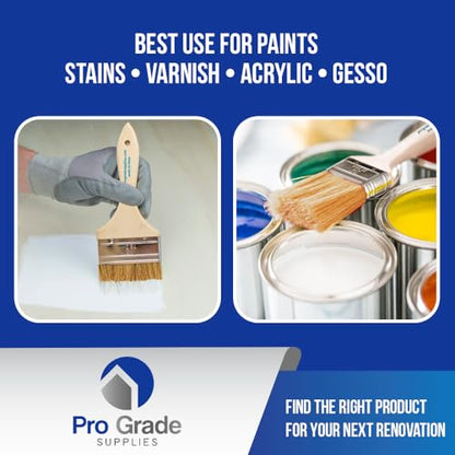 Pro Grade 3" Chip Brushes, Disposable Paint Brushes, for Epoxy, 24 Pack | Natural bristle, wood handle | Value Pack | For Resin & Deck Coatings | Cabinets, Furniture, Fences
