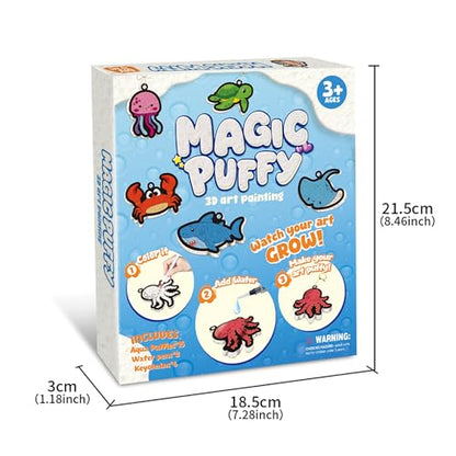 MZYTOZA Magic Foam Texture Painting Kit - 3D Art Craft Aqua Magic Puffs Paint Kit, 15 Mess-Free Paint by Number Craft for Kids（Marine Animals - color: Aqua Magic Puffs - Marine animals