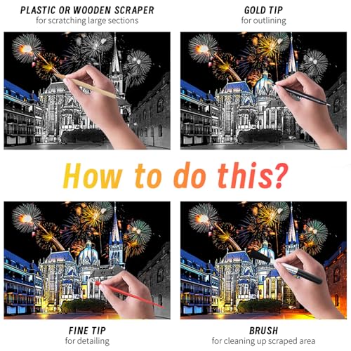 Iskueal Scratch Art for Adults (4 Sheets A4),Family Creative DIY Painting Papers for Travel Lovers,Craft Lovers|Creative Scratch Art Adult (Aachen Germany) - color: (Aachen Germany)