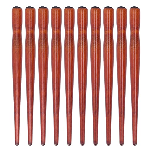 Pissente Nib Pen Holder Set, Pack of 10 Comfortable Grip Smoother Comic Dip Wooden Pen Nib Holder for Beginners Professional Art Painting English Calligraphy and Comic Creation(Mahogany) - color: Mahogany