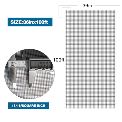 NeatiEase Window Screen Roll, 36"x100' Adjustable Flexible Fiberglass Screen Door Mesh - DIY Replacement Kit for Patio Porch Door Windows and Sliding Screen Doors(Black) - color: Black, size: 36in(W)x100ft(L)