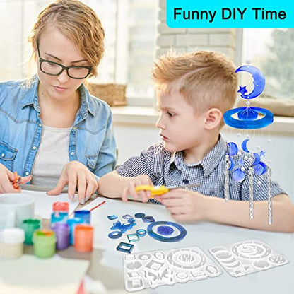 FineGood 2 Set Wind Chimes Resin Molds, Resin Molds Silicone Butterfly Moon Silicone Molds for Epoxy Resin DIY Winds Chime Gifts for Women Home Decor