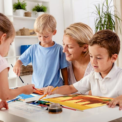 Anseal 12 Packs Landscape Pre Drawn Canvas to Paint, 5" X 7" Pre Printed Canvas for Kids, Pre Stretched Canvas Outline Painting Boards for Beginners, Students, Party Favor - color: Landscape