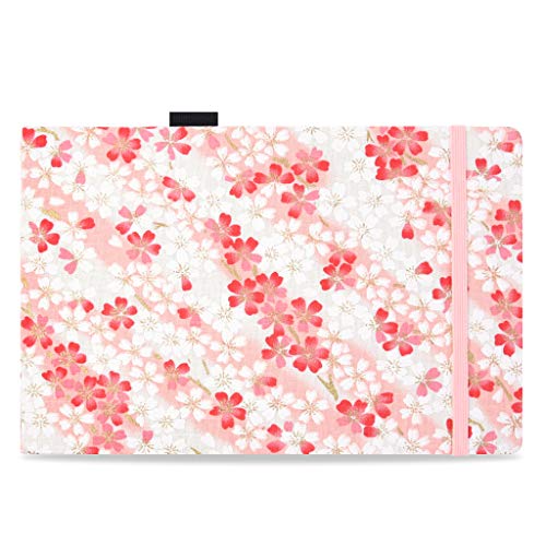 5" x 8" 220gsm Watercolor Journal Hardbound 80pgs（40 sheets front back 2 textures）travel size for calligrapher colored pencil watercolor sketch doodles book handmade cloth cover Notebook cherry flower - color: Long-Sakura