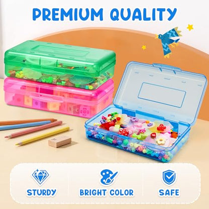 GAMENOTE Plastic Pencil Box with Snap-tight Lid, (Blue/Green/Pink) 6Pack | Kid Hard Pencil Case,Small Art Craft Storage Containers,School Supplies Box for Boys,Girls - color: (Blue/Green/Pink)6Pack