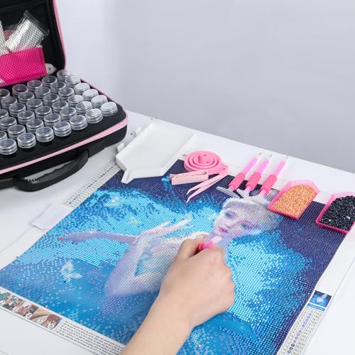 Diamond Art Storage Containers 60 Slots Diamond Painting Tools - color: Pink