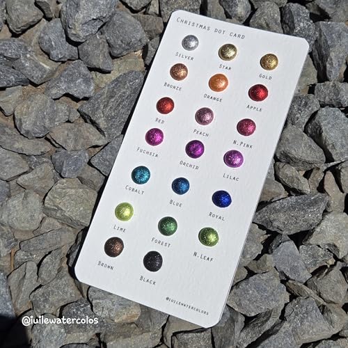 IUILE Handmade Watercolor Paints - Christmas Dot Card (20 colors). Chrome, Metallic, Shiny, Shimmer - color: Christmas Dot