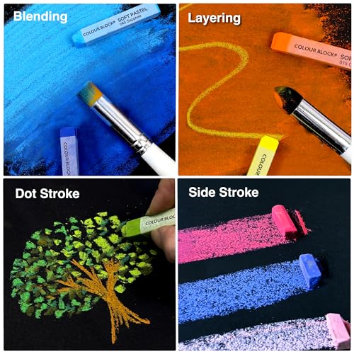 COLOUR BLOCK Soft Pastels All-in-One Art Set 66 PCS, 48 Nature Spectrum Colors Square Chalk Pastels, Blending Tools, Pencils, Brushes, Palette Knife, Pad for Beginners and Professional Artists
