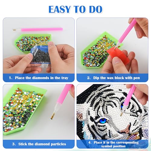 Leixonl Diamond Art Kits for Kids with Framed (7 in) Cartoon Animals DIY Gem Art Painting - Arts & Crafts Gifts for Beginners & Teens (1p-6in Tiger -W) - color: Tiger -W