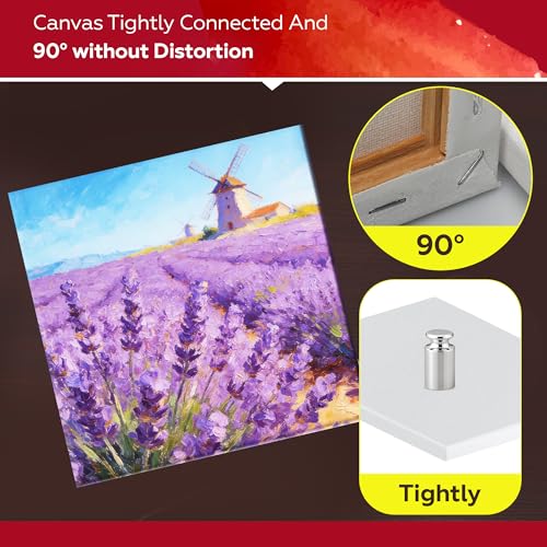 Stretched Canvas for Painting,10Pack 8X8 Inch Stretched White Blank Canvas,8 Oz Triple Primed 5/8" Profile Stretched Canvases,100% Cotton,Canvas for Painting, for Acrylics, Oils - style: 10PACK 8X8