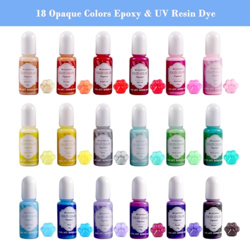 18 Colors Epoxy Resin Pigment Opaque Liquid UV Resin Dye Colorant, 0.35oz Each