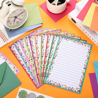 TaoBary 160 Pcs Polka Dot Stationery Paper and Envelopes Set, 5.5 x 8.25'' - size: 5.5 x 8.25 Inch, style: Dot