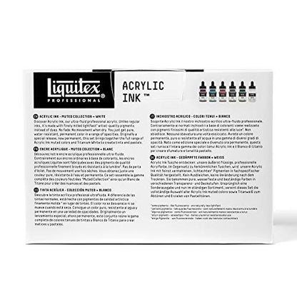 Liquitex Professional Acrylic Ink, 1-oz, Muted Collection, Set of 6 | Ultra Fluid Acrylic, Highly Pigmented, Dye-Free, Non-Fading, Satin Finish, Permanent When Dry, Lightfast - color: Muted Collection
